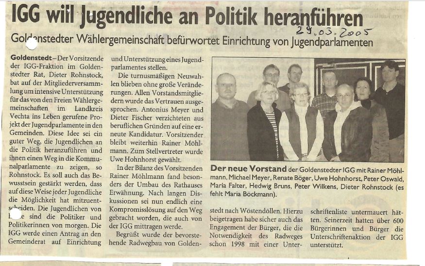 Zeitungsartikel IGG-Antrag Errichtung Jugendparlament